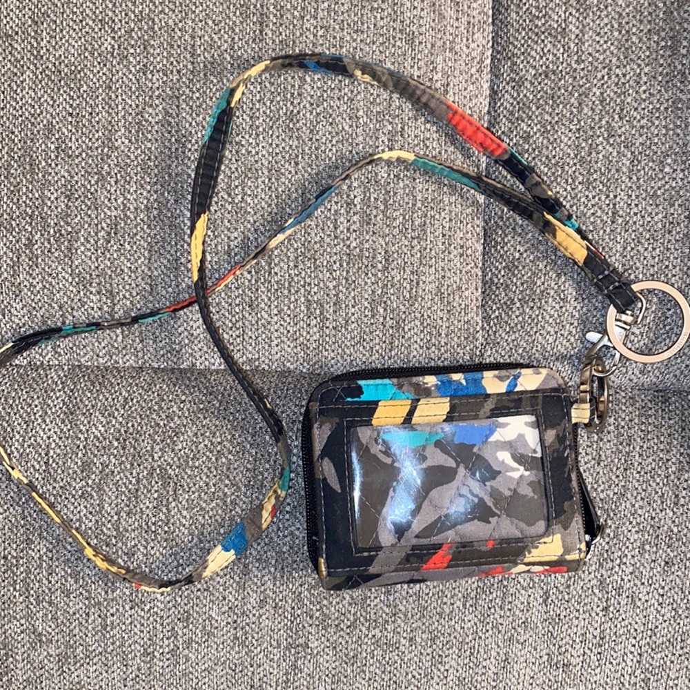 Vera Bradley Performance Twill Lanyard & RFID Petite Zip-Around Wallet - Picture 1 of 4